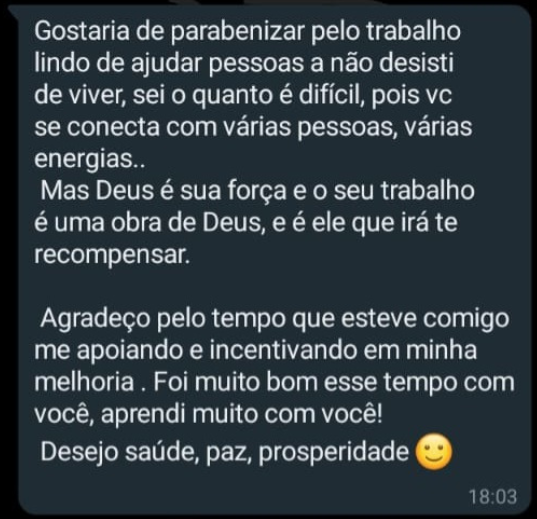 Depoimento paciente.
