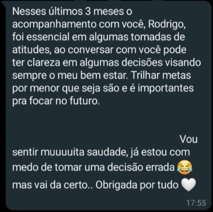 Depoimento paciente.